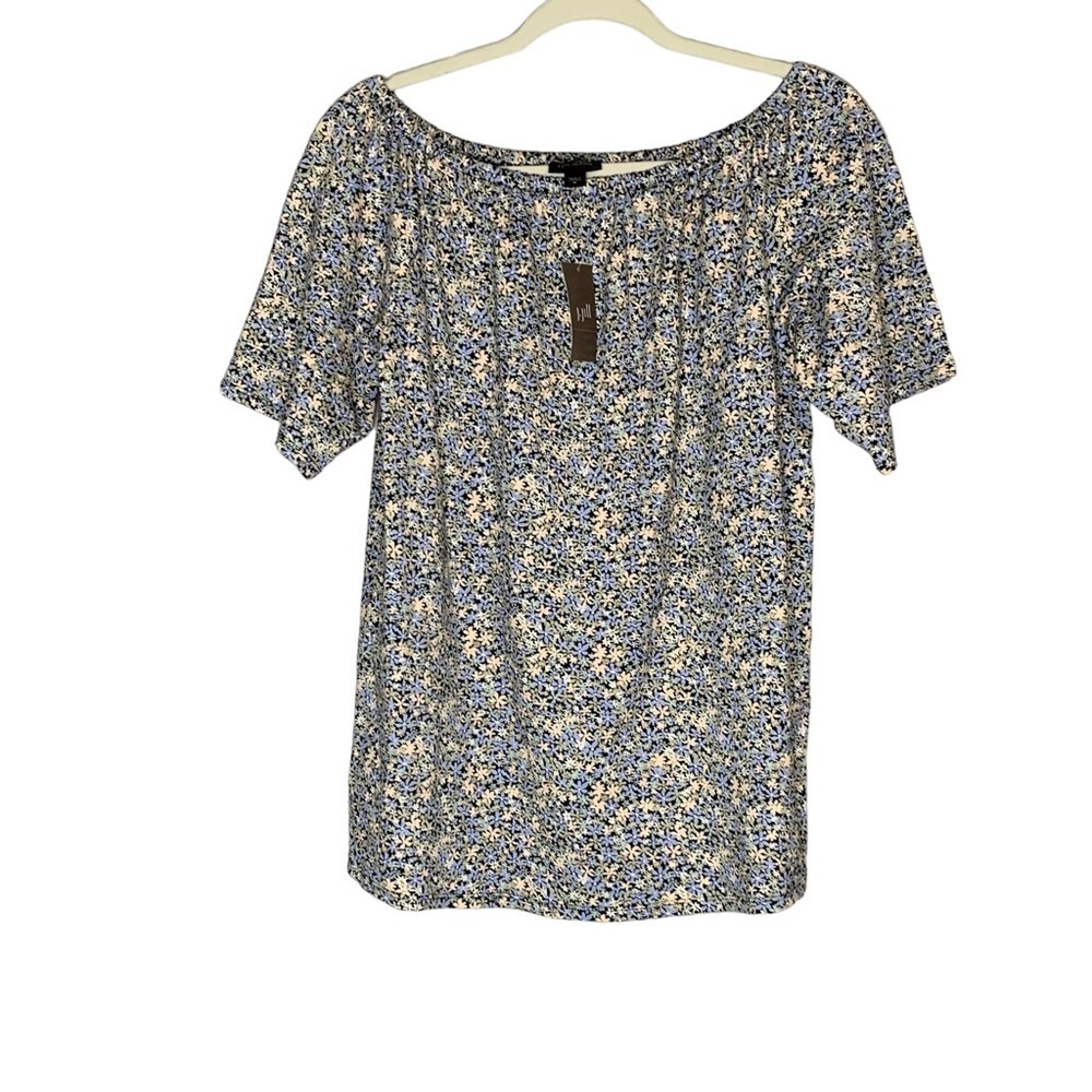 J. Jill NWT Wearever Collection spring ditzy‎ print short sleeve shirt. Size M